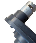 Close-up of Beefed Up Four Stage Gearbox Upgrade For Ride On Cars 24V 30000RPM High Torque Motor Gear Box with metal housing.
