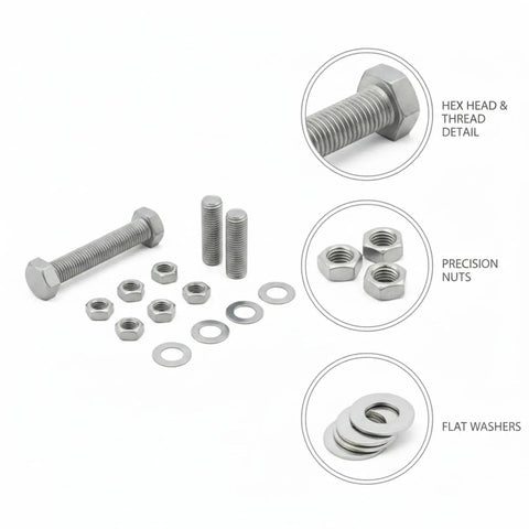 Beefy 304 Stainless Hex Head Bolt Nut Washer Kit SAE And Metric Fasteners All In One Organized Set for auto repair and machinery.