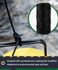 Tarred Nylon Bank Line Twine For Bushcraft And Outdoor Projects, black twine on yellow background, close-up view