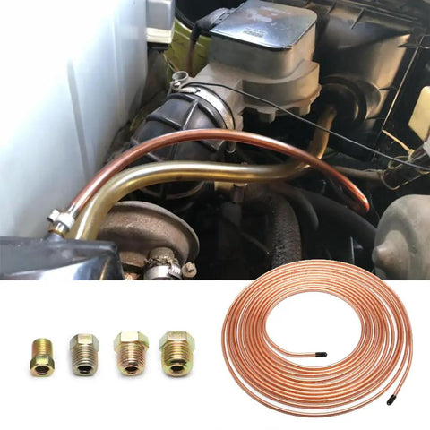 25 Feet Three Sixteenth Inch Copper Brake Line Kit With 16 Inverted Flare Fittings Zinc Plated Copper Tubing DIY repair
