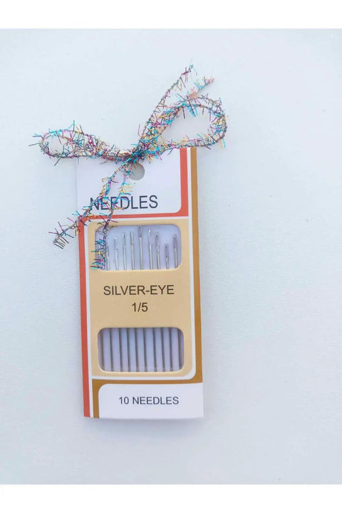 Silver-eye needle pack for Embroidery Starter Kit With Cotton Threads Three Skeins Punch Needle Hoop Stencils And Heat Erasable Pen