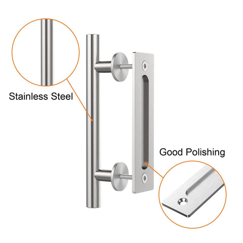 12 Pack Sliding Barn Door Handles Hardware Set with Flush Double Sided Finger Pull for Gates Garages and Cabinets Solid Steel Construction Powder Coated Finish Rust and Corrosion Resistant Smooth Touch No Sharp Edges Stainless Look