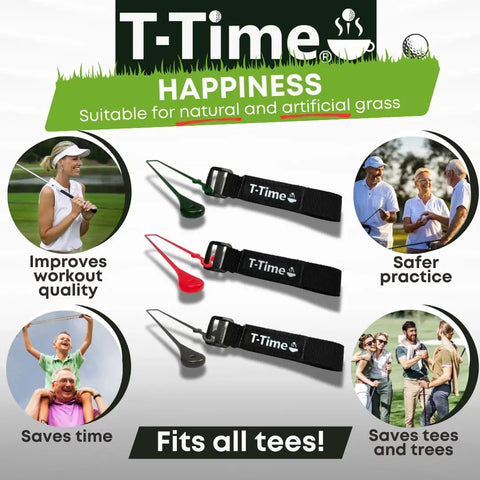 Golf Tee Anchor Leash And Tether Keeps Tees In Place For Driving Range And Simulator Practice With 1 Strap And 3 Silicone Strings