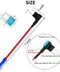 Diagram of Mini Add A Circuit Fuse Tap Kit 12V 5 Pack With Blade Fuse Holders and 15A Mini ATM Fuses, showing dimensions and installation.