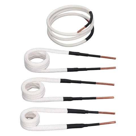 Beefed Up Induction Heater Kit With Flexible Brass Core Coils, showing four coiled brass-core induction coils for car repair and heat treatment