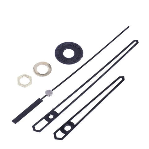 DIY Friendly No Nonsense Wall Clock Repair Kit with pendulum, quartz motor, black hands, and fittings, various sizes