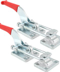 Built Tough 2 Pack Heavy Duty U Hook Latch Clamps With Threaded U Bolt And Rubberized Thumb Lever For Secure Hauler Rigging 4000 Lb Pull Action Grip close-up view showing red thumb lever and durable steel construction.
