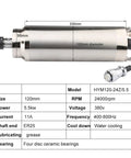 Diagram of Beefy 5.5kW Water Cooled CNC Spindle Motor For Metal Engraving with detailed measurements and specifications.