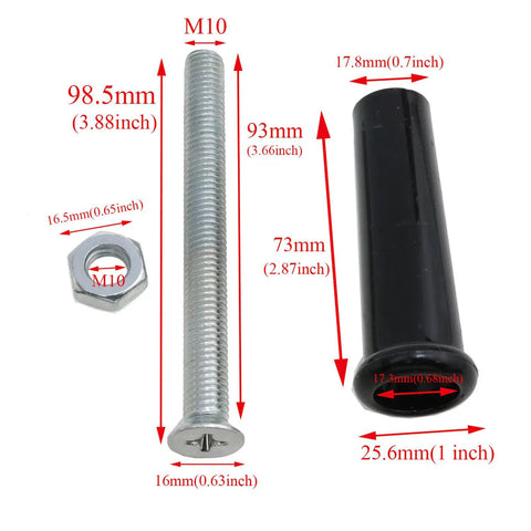 Revolving Trailer Jack Handle Lathe Crank Grip M10 Threaded Handwheel With Nuts 2 Pack, black Bakelite handle, metal bolt, nut.