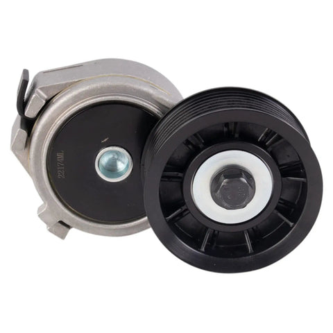 Heavy Duty Serpentine Drive Belt Tensioner And Accessory Belt Kit Keeps Your Ride Smooth Saving Money On Repair Costs By Fixing Weird Noise At Home Avoiding Mechanic Bills Ensures Safety On Roads And Highway Trips. black metal tensioner pulley