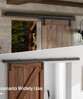 Beefy Heavy Duty Box Rail Sliding Barn Door Track Kit Aluminum Alloy Wall Mount For A Single Door Up To 36 Inches Wide installed indoors.