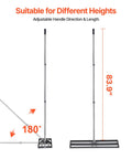 Roller Lawn Leveling Rake With 83.9 Inch Adjustable Handle, showing height and angle adjustability, 36 Inch by 10 Inch base
