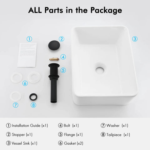 Rectangular Ceramic Vessel Sink For Above Counter Install 16 By 12 Inch White Sink With Pop Up Drain Brass And Stainless Steel Matte Black Finish Includes Drain Assembly Dope Modern Bathroom Vanity Upgrade