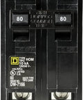 Homeline 80 Amp Two Pole Circuit Breaker With Plug On Design For Quick DIY Install 120 240V Compatible With Homeline Load Centers