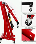 Heavy Duty Folding Hydraulic Engine Hoist Cherry Picker Shop Crane With 2 Ton Capacity adjustable from 360° steel casters
