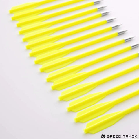 60 Piece Red And Yellow 6.25 Inch Archery Crossbow Bolts Set For 50 To 80 Lb Pistol Crossbows in yellow on white background