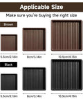 Comparison of brown and black square rubber caster cups in various sizes, including 4.13 inch option for 4x4 Inch Square Rubber Caster Cups 4 Piece Anti Slip Furniture Feet Pads With Grip For Floor Protection On Hardwood And Tile Prevent Dents Scratches And Noise Black.
