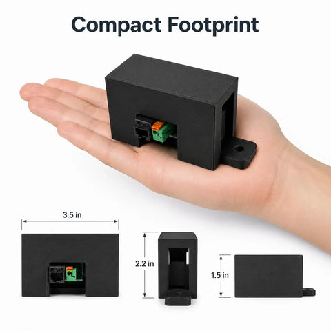 Tough As Nails Shunt Cover Compatible With Victron Bmv 700 710 712 in hand, compact black plastic enclosure for battery protection.