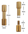 12 Sets Stainless Steel And Brass Bracket Bolt Fasteners Tactical Lock Rivets For Knife DIY Handle Assembly, dimensions shown.