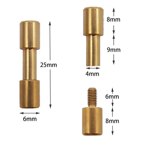 12 Sets Stainless Steel And Brass Bracket Bolt Fasteners Tactical Lock Rivets For Knife DIY Handle Assembly, dimensions shown.