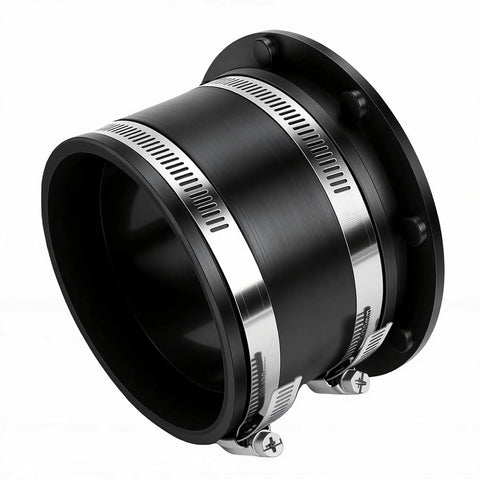Upgraded 4 Inch Magnetic Dust Collection Connector With Rubber Cuff Adapter For Woodworking Shop Vacuum Hoses, black metal with clamps.