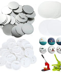 400 Pieces Button Maker Supplies 3 Inch 75mm Round Badge Parts Set including metal covers, pin backs, clear films, and more.