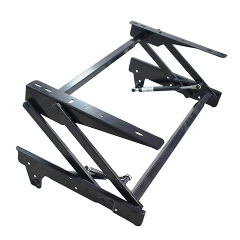 No Sweat Lift Top Coffee Table Kit With Heavy Duty Pneumatic Hinges showing black metal hydraulics designed for table lifts.