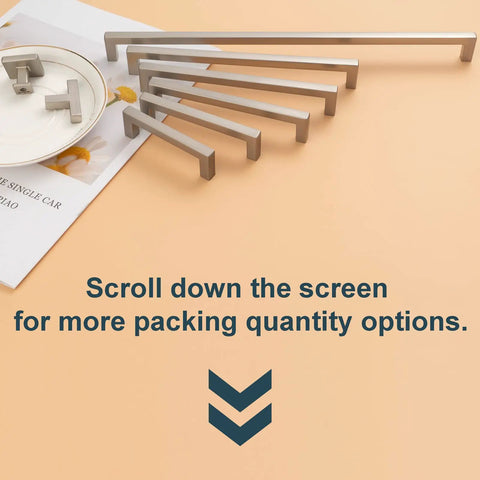 20 Pack Brushed Nickel Square Bar Cabinet Handles Set with Easy Install Six Point Three Inch 160mm Screw