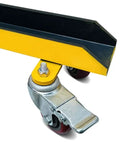 Beefy Heavy Duty Sheet Metal Hand Truck With 8.5 Cm 3.3 In Aisle Width, Rugged Manganese Steel Construction, Rust Resistant Coating, Built For I Beam And H Beam Tracks, Durable And Stable, 8 Inch Pneumatic Dual Wheels And Swivel close-up of swivel wheel and track bracket