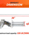Two Pack 5/8 Inch By 36 Inch Zinc Plated Steel Rods dimension and measurement with 220 lb load capacity for axle shafts.