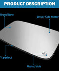 Driver Side Heated Mirror Glass Replacement For 2009-2018 Ram 1500 2500 Left Exterior Convex Mirror With Backing Plate And Built In Heating