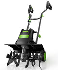 Beast Garden Tiller For Big Beds 1800W Corded Cultivator with 24 steel tines, 18-inch by 9-inch rototiller, front view