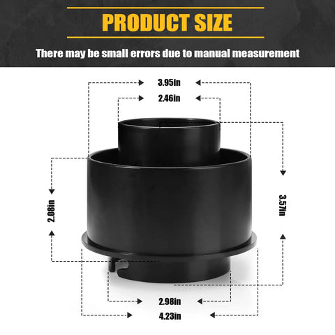 Dust Gets Routed Fast With This Badass Planer Vacuum Adapter Replacement Compatible With Dewalt Dw735 Units For A Tight As A Drum Hookup That Keeps Your Workspace Clean And Makes Woodworking A Breeze, showing dimensions and material.