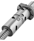 Run Slick 1605 C5 Ball Screw With Double Preloaded Nuts Killing All Slop For Tight Linear Control On Machine Tools And CNC Routers Exactly 900 Mm Long And Built Tough For Any Workshop close-up showing detailed metal structure and screw mechanism.