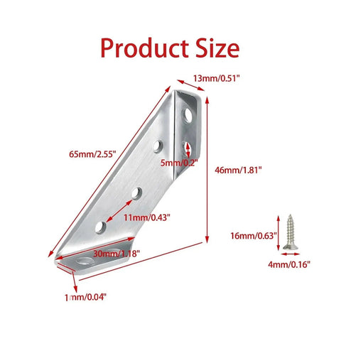 Heavy Duty Trapezoid Corner Brackets For Shelving And Cupboards Beefed Up Steel Angle Support Clips dimensions diagram
