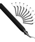 Heavy Duty 11-Blade Deburring Tool Set For Metal, Plastic, Resin & Aluminum with ergonomic handle and multiple HSS blades.