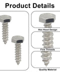 Heavy Duty Lag Screws Set Of Fifty, One Quarter Inch Diameter By One Inch Length, Stainless Steel 304 Partial Thread Bolts With Silver Oxide Finish For Wood Decks Construction And Home Improvement By OSVJE