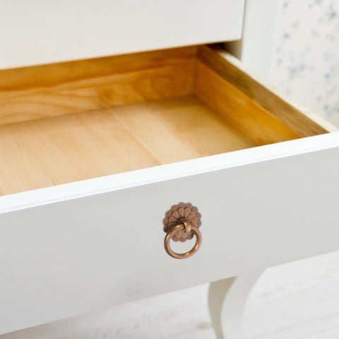 Open drawer with Antique Brass Drawer Pulls 6 Pack Vintage Ring Handles With Screws 30mm Retro Cabinet Cupboard Door Knobs