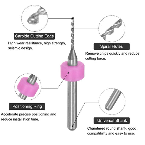 Micro PCB Drill Bit Set With One Eighth Inch Shank Solid Tungsten Carbide CNC Engraving Bits For Circuit Board Drilling close-up