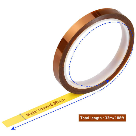 Brown roll of 10mm heat tape, part of the 4 Pack PTFE Teflon Sheets For Heat Press 16x20 Nonstick Transfer Sheets With 3 Rolls Heat Tape Set For Sublimation.