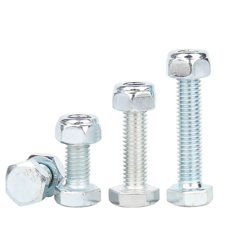 Premium 304 Stainless Steel M6 X 35mm Hex Head Bolts And Anti Loosening Lock Nuts Kit, 50 Sets, Zinc Plated Hex Screws With Washers For Indoor Outdoor Use, Hex Socket Drive, Garage Grade Heavy Duty, Rust Resistant. M6x35mm bolts and lock nuts
