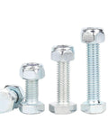 Premium SS304 Stainless Steel M6 Hex Head Bolts With Anti Loosening Lock Nuts Kit 50 Sets Zinc Plated Hex Screws For Indoor And Outdoor Use Heavy Duty Great For DIY Projects Furniture And Universal Fastening, shown in assorted lengths