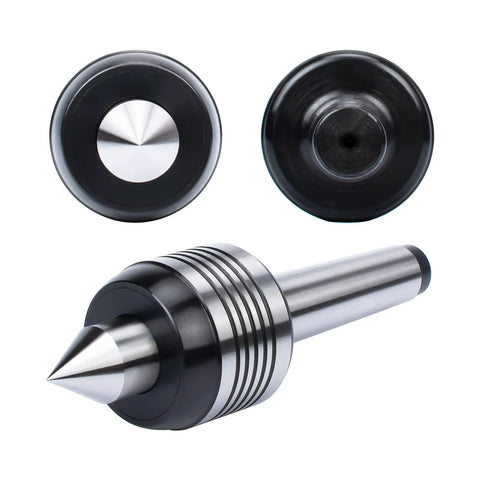 MT3 Live Center 60 Degree Morse Taper For Wood And Metal Lathe CNC Work, showing shiny hardened steel and triple bearing design