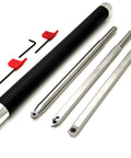 Three carbide woodturning tools (rougher, detailer, finisher) with black foam-grip handle and stainless shafts.