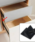 One Hundred Plastic Drawer Wedges With M4 Self Tapping Screws for No Sweat Furniture Repair, showing drawer and wedge detail.