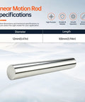 Top Tier 12mm X 100mm Linear Motion Rods Shaft Guide Set With Smooth Chrome Finish for technical specifications.