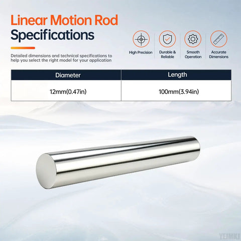 Top Tier 12mm X 100mm Linear Motion Rods Shaft Guide Set With Smooth Chrome Finish for technical specifications.