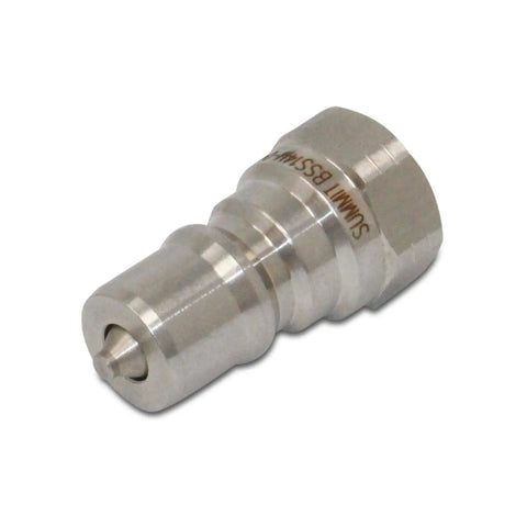 Heavy Duty 1/4 Inch Npt Iso 7241 B Series Stainless Steel Quick Disconnect Hydraulic Coupling Set with a shiny stainless steel finish.