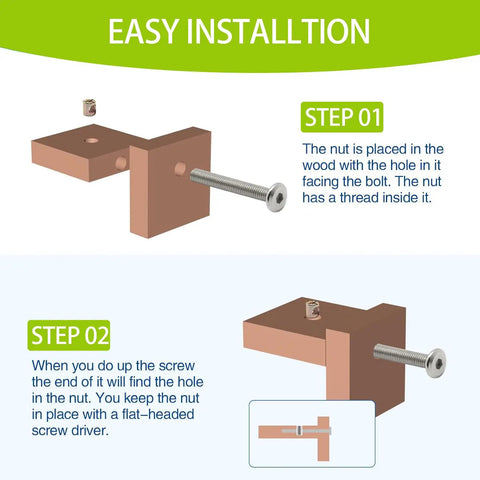 Installation steps for Crib Screws Replacement Kit With 65 Pieces M6 Hex Drive Socket Cap Screws Barrel Nuts Dowel Pins And Wrench