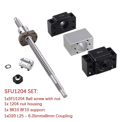 Dope C7 Ballscrew Kit With SFU1605 250 To 2000 Mm Length Plus BK BF End Supports And Couplers For High Speed CNC Router Build Ready To Rock SFU1204 set with ballscrew, nut housing, BK10 BF10 support and coupler